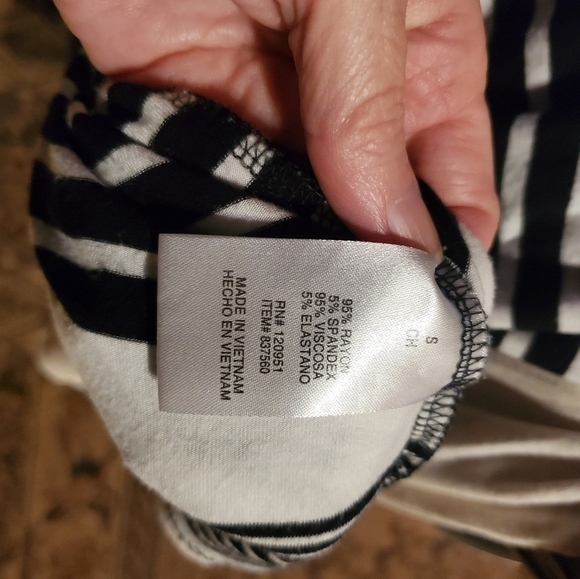 Olive & Oak Sleeveless‎ Black & White Striped Stretchy Cinched Tank Sz. S Dress - Picture 6 of 7